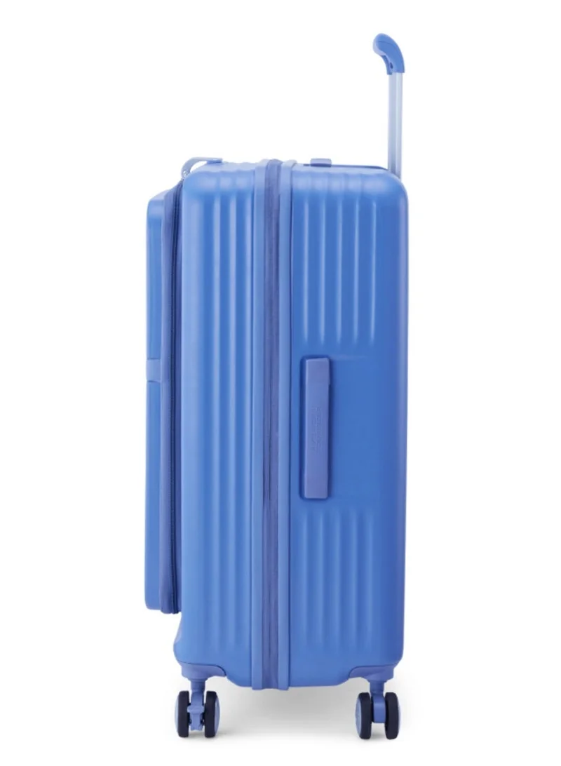 AMERICAN TOURISTER Trento + Suitcase, Check-In Size 68 cm / 25 inch, 4 Spinner Wheels, Hard Top, Polycarbonate, Elemental Blue|2 In 1 Optimov™ Shock Absorbing Wheels|Book Opening|DuoSaf™ Security Zipper|Expandable|TSA Lock|Waterproof Section - 3 Years International Warranty